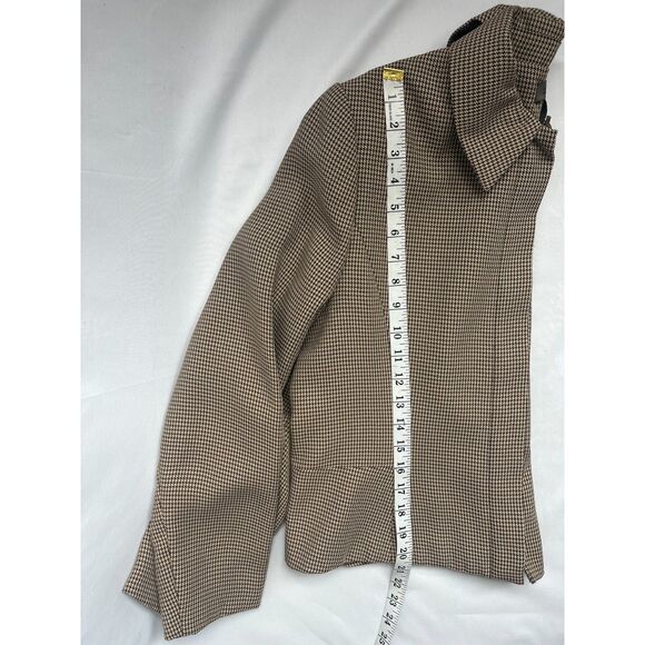 Vintage Uniform John Paul Richard Houndstooth Brown Zip Up Jacket Size 10 Retro - Picture 10 of 10
